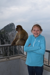 Chloe and a Macaca Monkey
